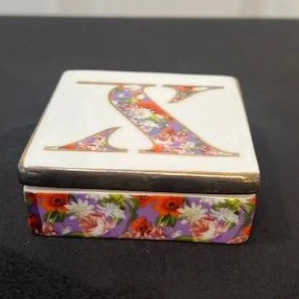 Anthropologie Monogram Lidded Jewelry Box